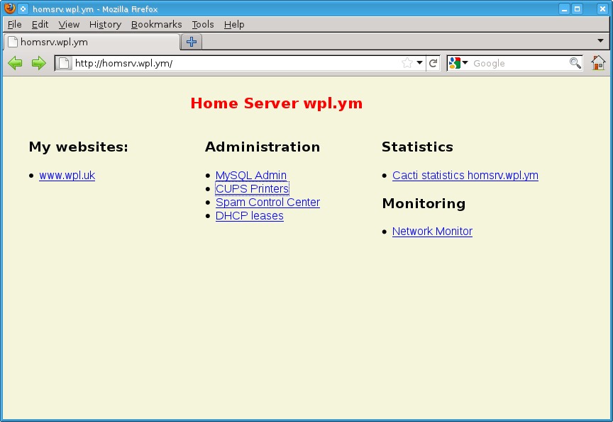 Home Server maintenance web